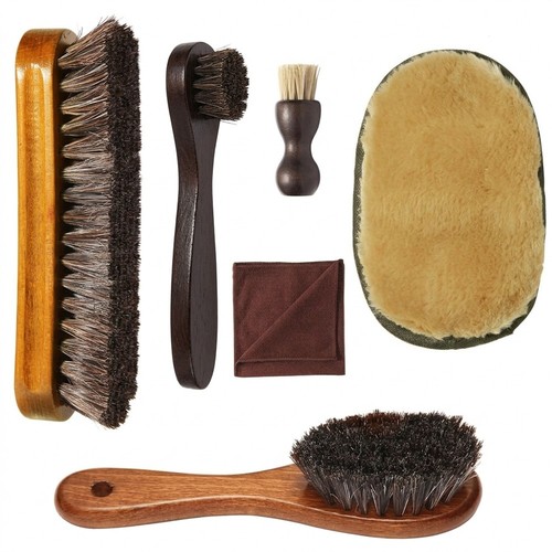 5tlg schuhpflege set rosshaar - schuhpflege,